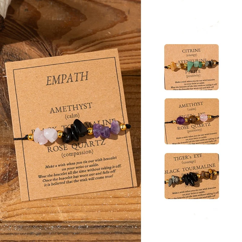 

Natural Crush Stone Beaded Symbolic Blessing Bracelet for Women Men Handmade Braided Rope Bracelet Jewelry Friendship Lover Gift
