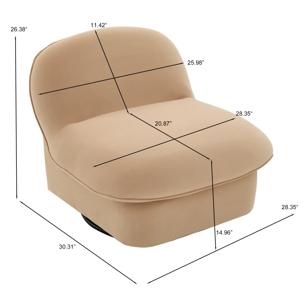 

Современное кресло-шезлонг из бархата цвета хаки без подлокотников, с удобной спинкой, поворотное, на каркасе из массива дерева, мебель для гостиной