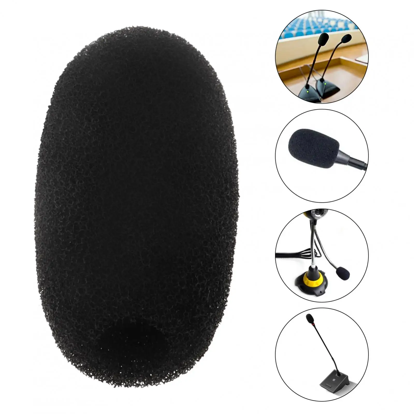 10 قطع من الزجاج الأمامي الرغوي الأسود لميكروفون سماعة الرأس/حماية ميكروفونات Lavalier، أغطية ميكروفون عالية الكثافة