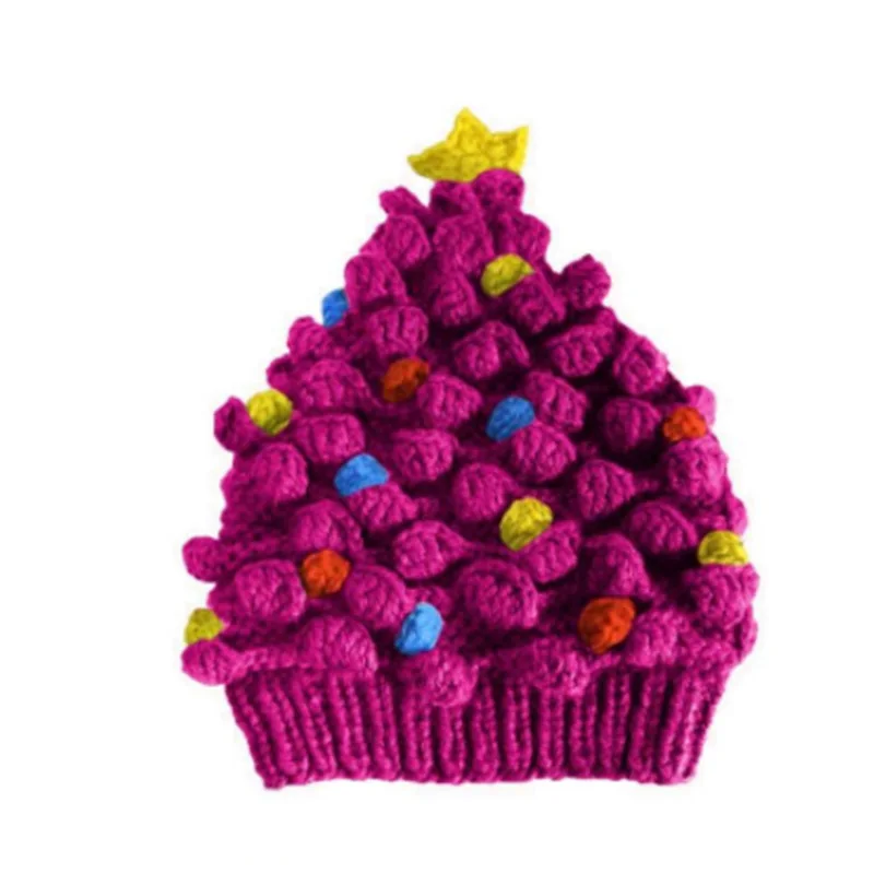 Christmas Tree Knitted Hat Children Adults Party Dressing Handmade Woolen Hat Warm Hat Gift Hat