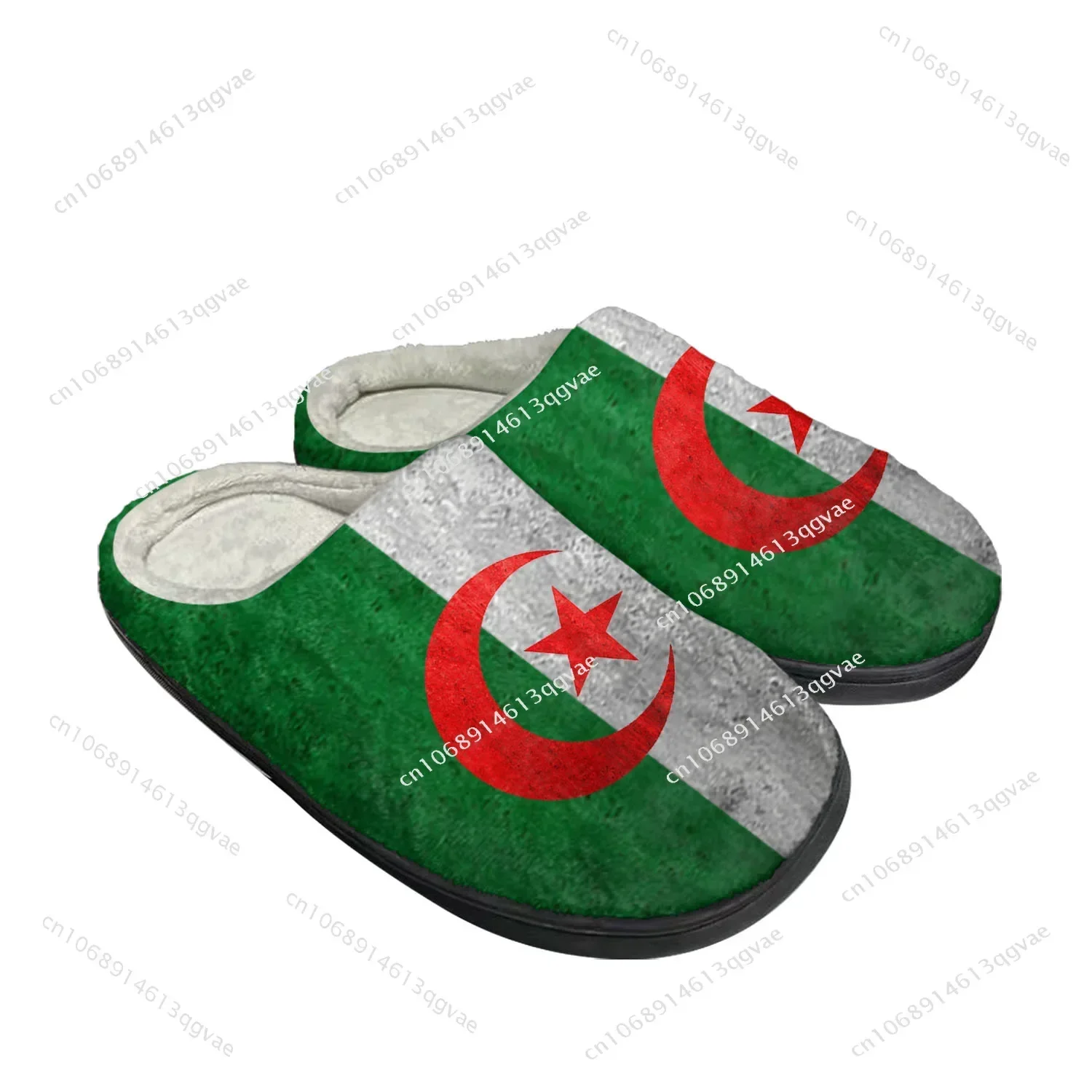 Algerian Flag Home Cotton Custom Slippers Mens Womens Sandals Algeria Plush Bedroom Casual Keep Warm Shoes Thermal Slipper