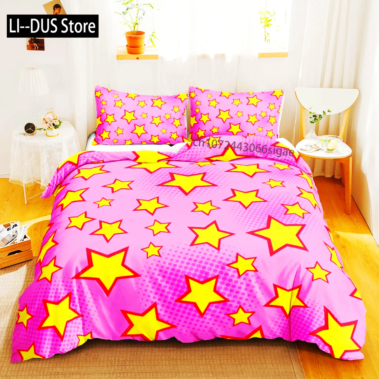 Star Printed Bedding Set Queen Size Galaxy Duvet Cover Set Boy Fantasy Universe Comforter Cover Ultra-Soft Polyester Quilt Cover
