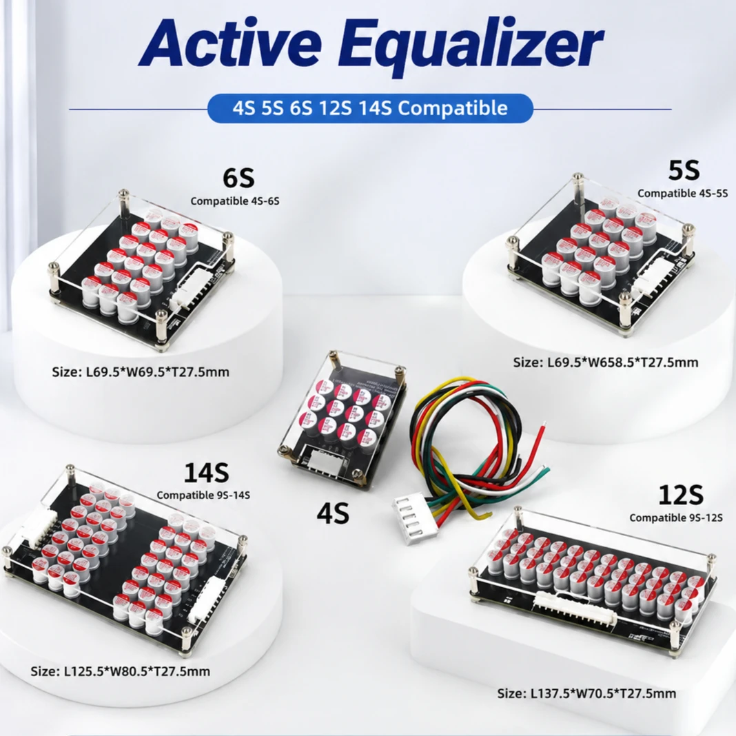 3S–21S 5A Capacitive Active Battery Balancer with Acrylic Housing Suitable for LiFePO4 Lithium-Ion LTO Batteries Balance Module
