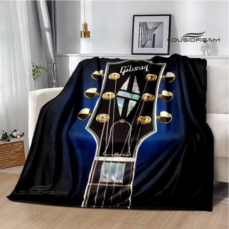 Manta con logo de guitarra Gibson, manta cálida con brida, manta de picnic, manta de viaje para el hogar, revestimientos de cama, regalo de cumpleaños