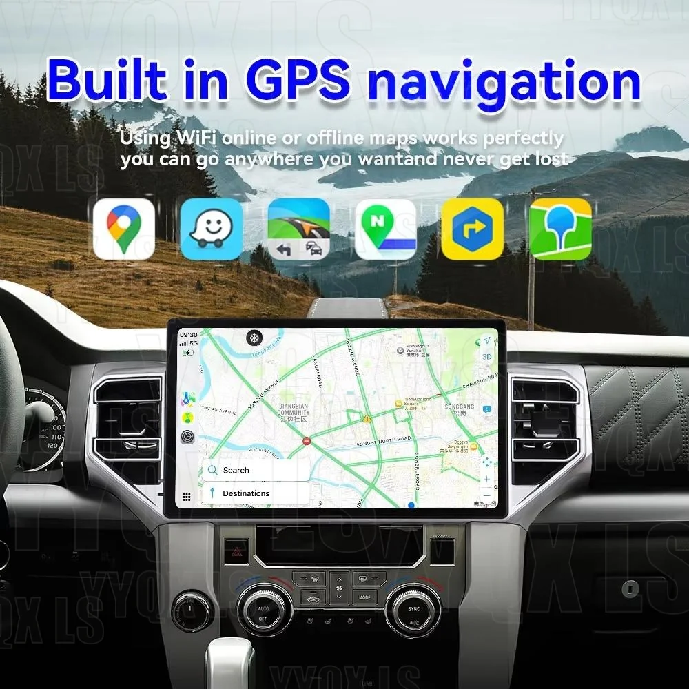 14.6inch Android Multimedia Player Car Radio For Toyota Tundra Sequoia 2015-2024 GPS Navi DSP BT Player 4G Video Stereo Receiver