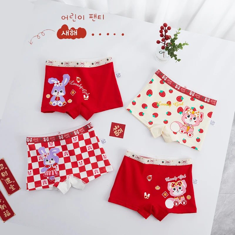 4PCS/set Panties for Girls Boxer Underwear Soft Cute Boxers Cartoon Shorts Children\'s Cotton Girl Panties Underwears Clothing