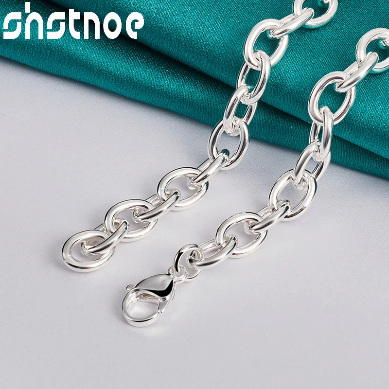 SHSTONE 925 Sterling Silver Oval Link Chain Necklace For Women Man Party Engagement Wedding Birthday Fashion Charm Jewelry Gifes