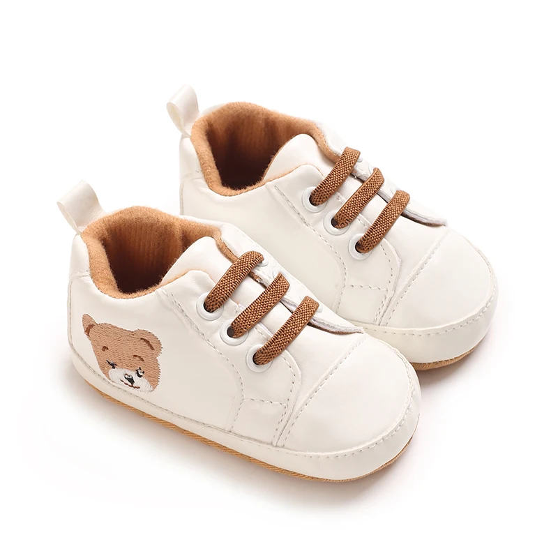 Frühlings- und Herbst-Babyschuhe, Lauflernschuhe, niedlicher Bär, 0-18 Monate, Babyschuhe, lässige, weiche Stoffsohle, weiße Schuhe, Sportschuhe – Detail 3