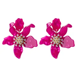 Multi Colors Fashion New Big Statement Resin Acrylic Flower Pendant Earrings for Women Party Jewelry
