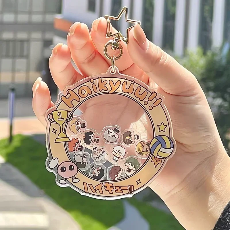 Anime Haikyuu!! Acrylic Keychain Action Figure Cartoon Funny Shakable Keyring Pendant Backpack Decorations Birthday Gifts view 2