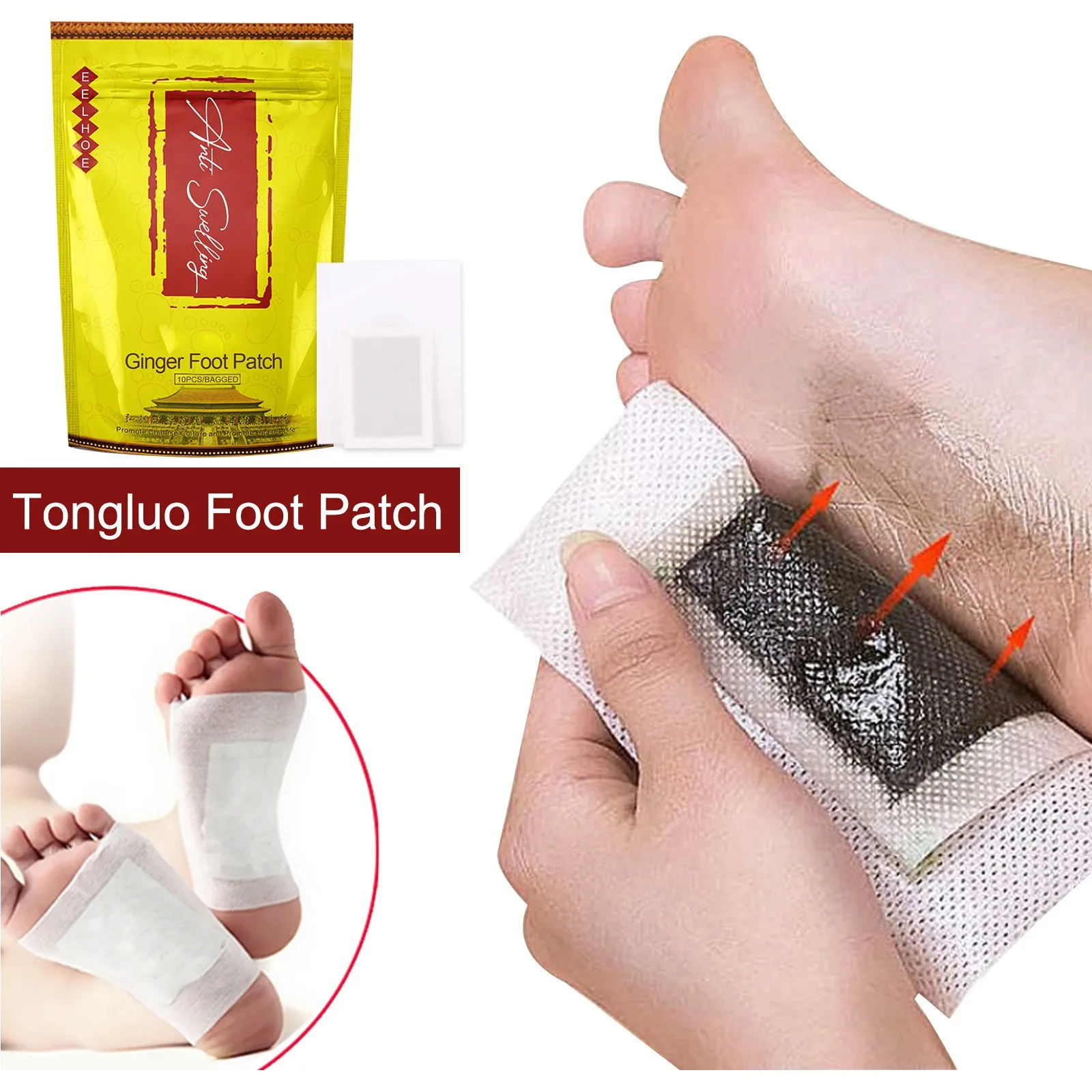 Ginger Detox and Detox Foot Patches, Etiqueta de limpeza profunda do pé, Toxina corporal anti-inchaço, Desintoxicação Pés Pads, 10 pcs, 20 pcs, 50