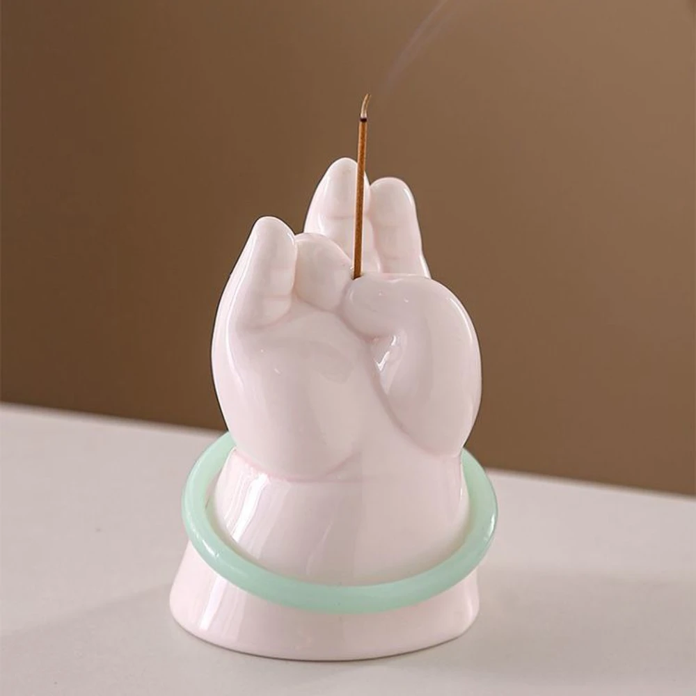 Ceramic Little Fat Buddha Hand Thread Incense Holder Sandalwood Stove Household Indoor Decoration Chinese Style Incense Burner