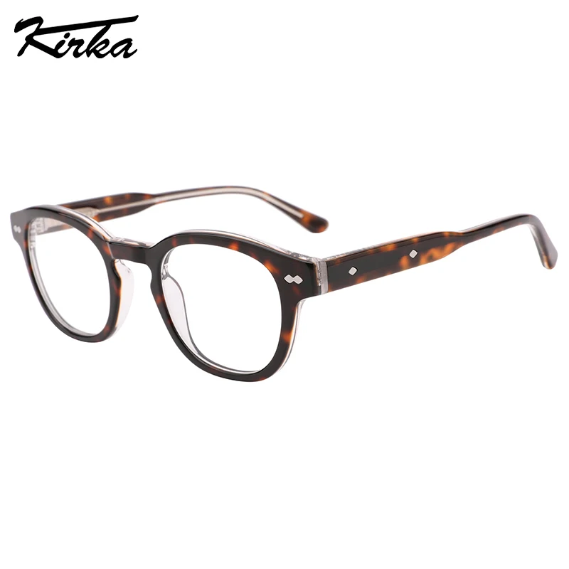 Kirka Unisex Eyewear Acetate Oval Laminating Transparent Colors Design Frame Optical Glasses Wide Temples Glasses WD1390P