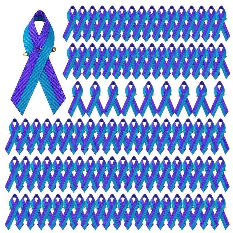 

100 Pcs Suicide Prevention Awareness Lapel Pin Ribbon Brooch Suitable for Female Girls Charity Public Social Event Dropship