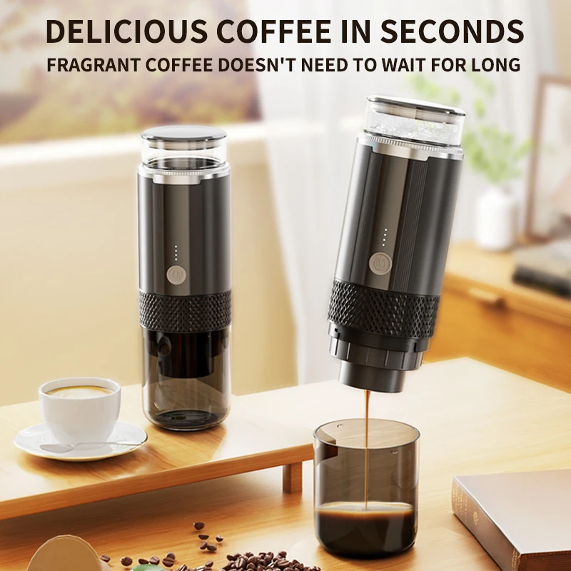 

Wireless portable coffee machine cup 2-in-1 large capacity battery outdoor travel hiking 30 seconds one cup