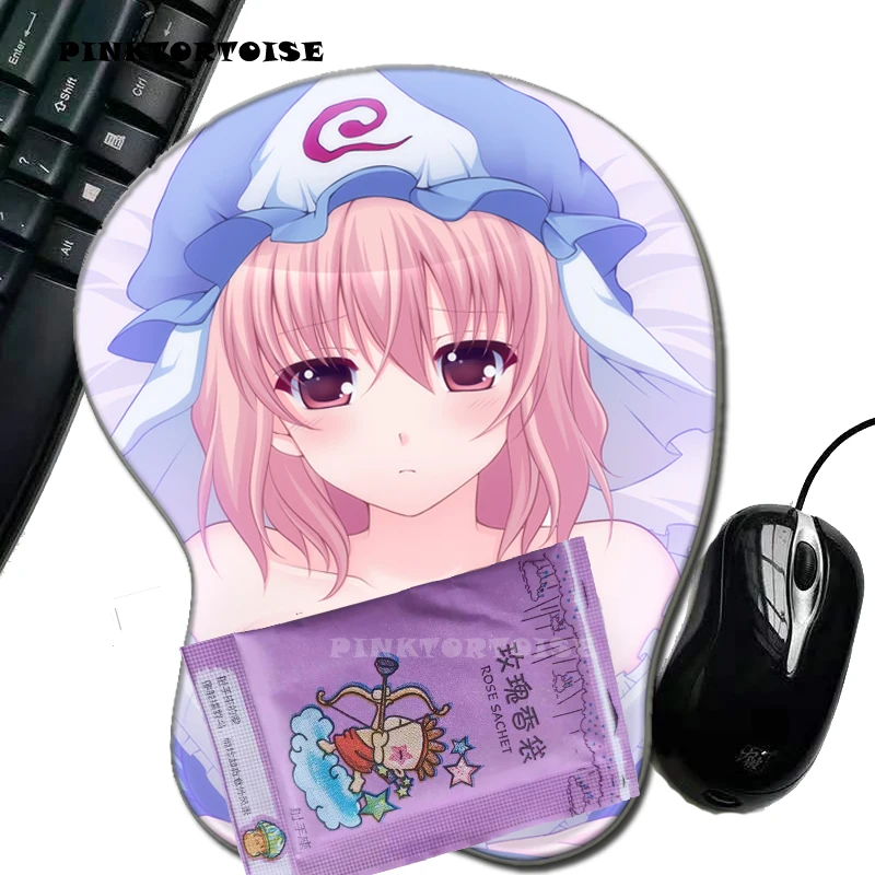 

PINKTORTOISE Anime 3D Ryougi Shiki Mouse Pad with Silicone Wrist Rest Mousepad Chest Mouse Hand PC Office Comic Mouse mat