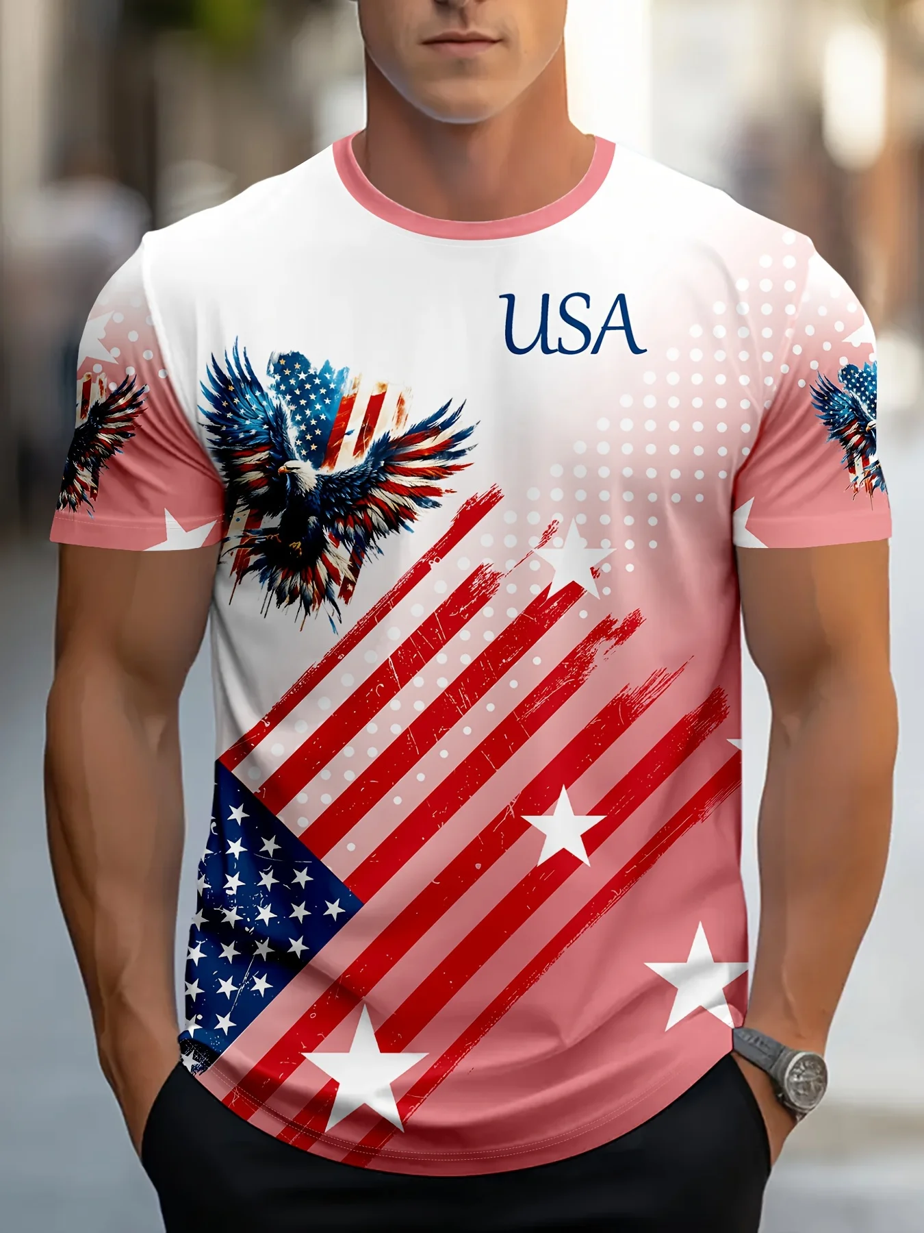 

Summer American Flag Men T Shirts 3D Printed Harajuku Round Neck Tee Shirt Casual Short Sleeve Tops Streetwear Fashion Clothing