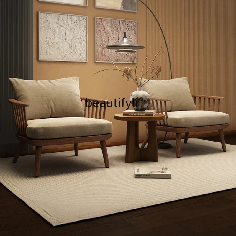 

LD25Solid wood single sofa chair antique living room leisure chair hotel homestay reception sofa