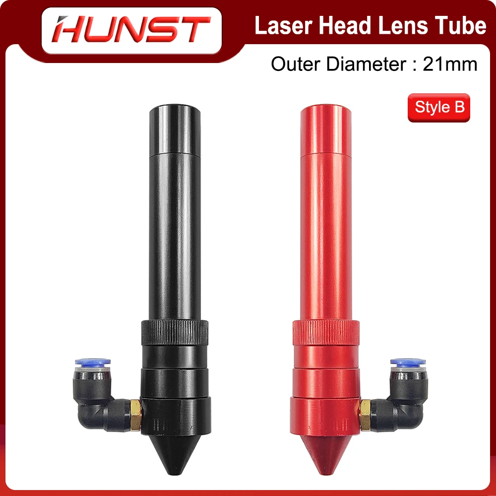 HUNST CO2 Laser Head Lens Tube Outer Diameter 21mm + Air Nozzle for Lens Dia.20 FL 50.8/63.5mm for CO2 Laser Cutting Machine