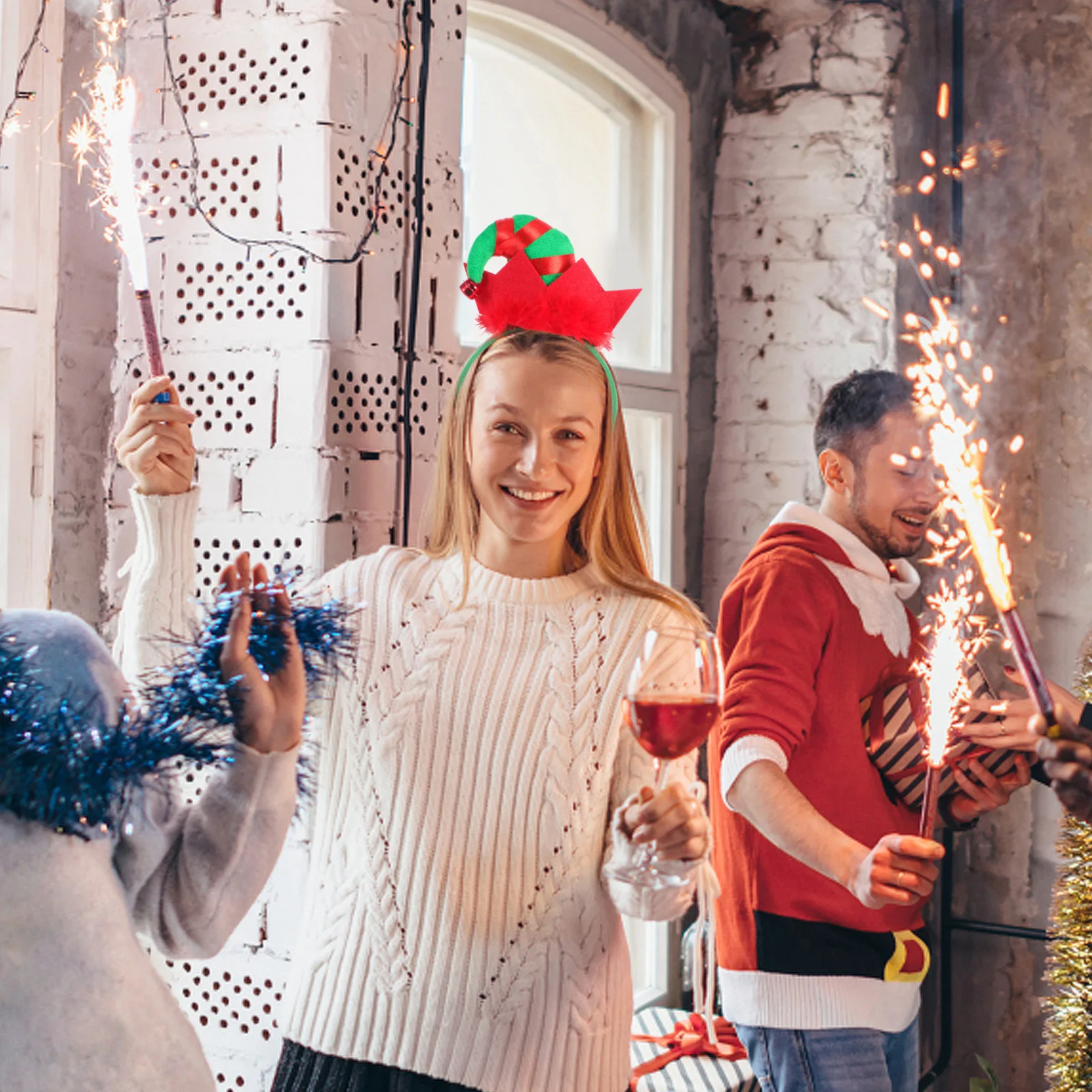 

Clown Hat Headband Festive Christmas Party Photo Booth Prop Xmas Holiday Gathering Dress Up Favor Kids Adults Wearable Fun