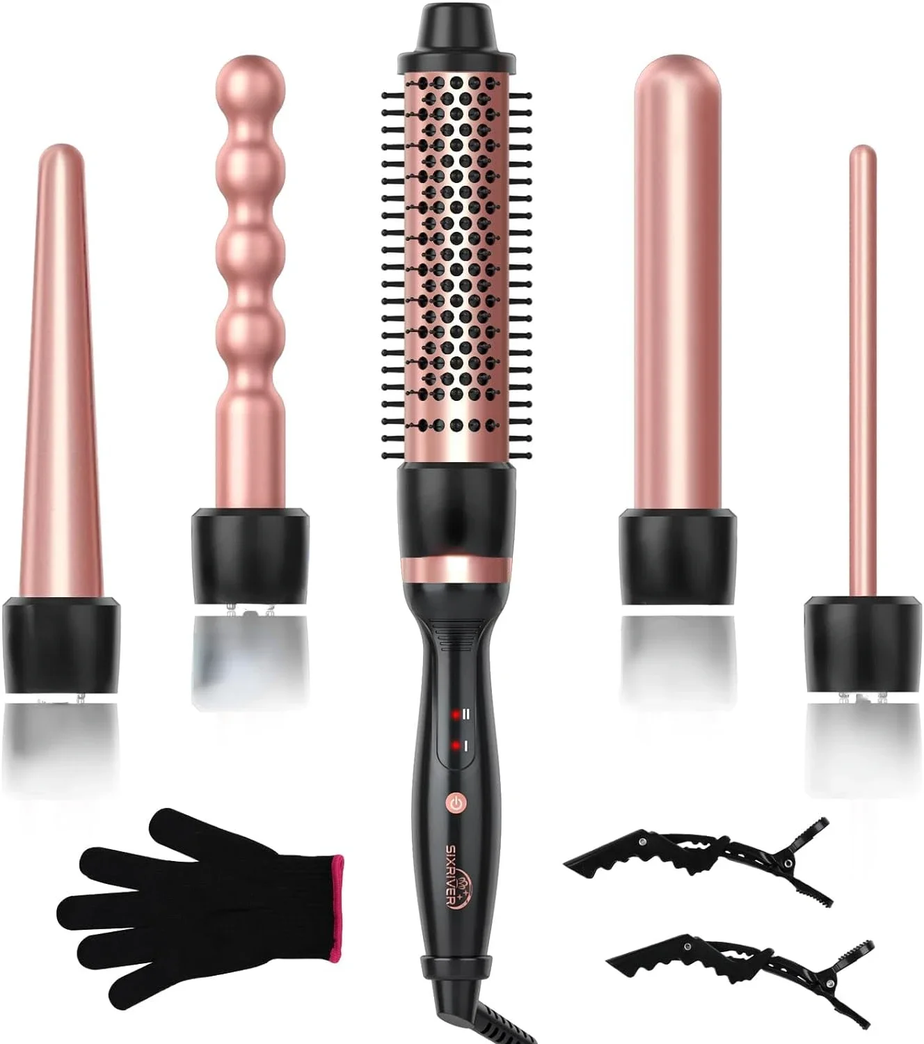 

Innovative 5-in-1 Hair Curling Wand Set with Interchangeable Ceramic Wands and Thermal Brush - Achieve Gorgeous Curls from 0.4"