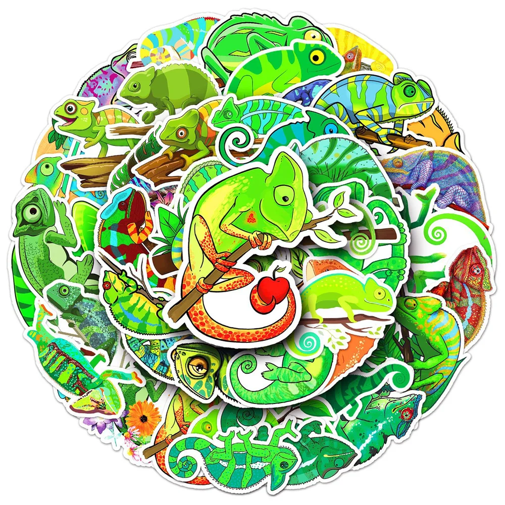 50pcs Cartoon Chameleon Anole Sticker For Phone Guitar Laptop Suitcase Stationery Stickers For Children Scrapbooking Supplies