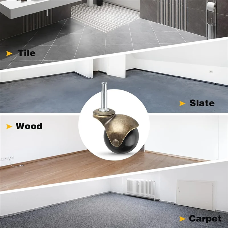 ABBO-4Pack 2 inch kogelwielen stuurpen zwenkwiel voor meubels, bank, houten stoel, kast