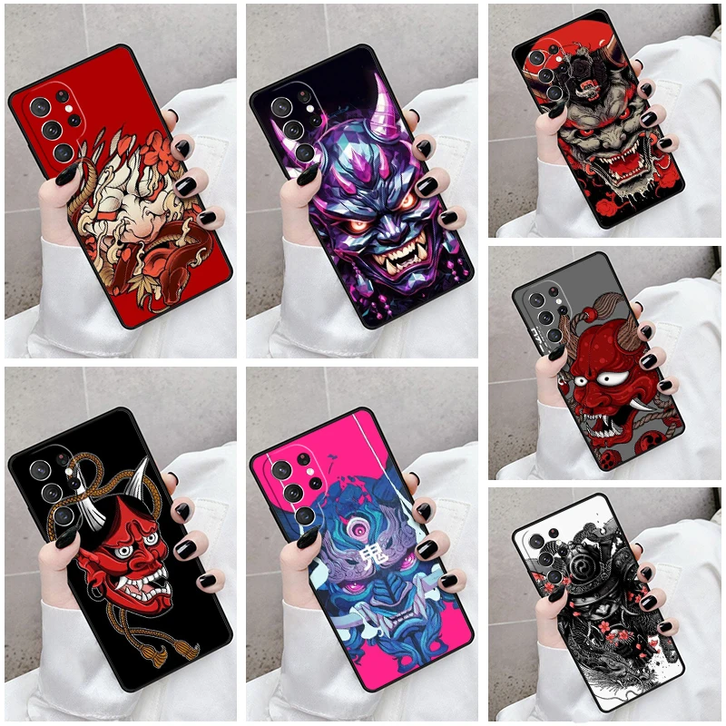 Phone Case For Samsung Galaxy S24 S23 S21fe S22 Ultra Plus Note 10 20 S8 S9 S10 Cover Japanese Hannya Oni Mask