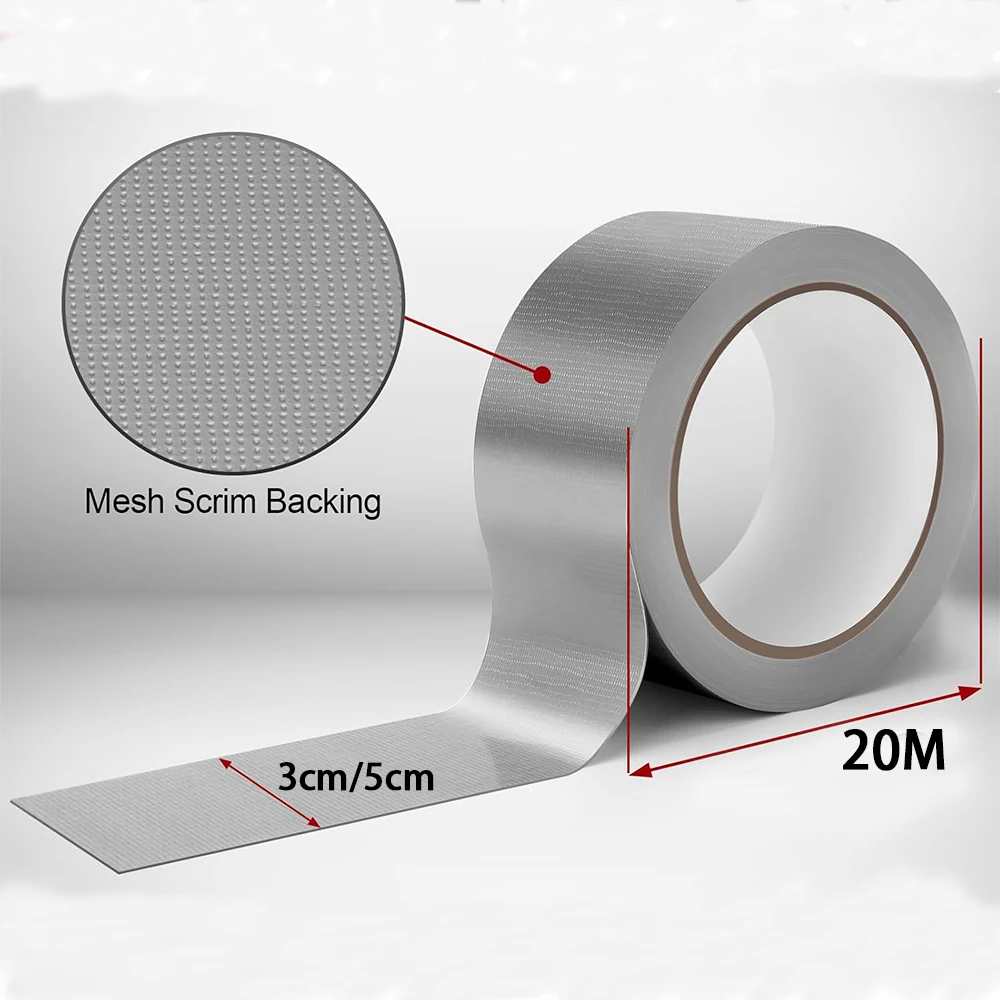 20M Duct Tape Heavy Duty Waterproof,Strong Adhesive Silver Duct Tape Bulk Indoor Outdoor Repairs,Tear by Hand Cloth Based Tape