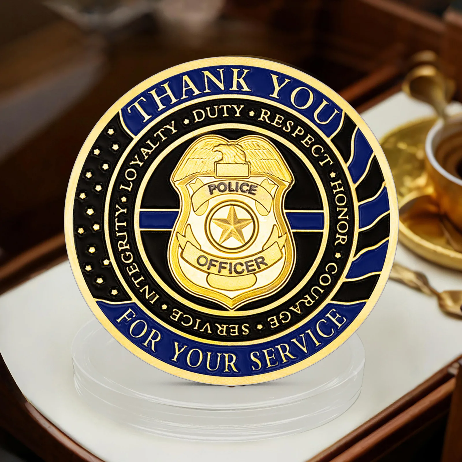 شكرًا لك على عملة تذكارية لخدمتك، يبارك الله على الشرطة، عملة تذكارية مطلية بالذهب لتزيين المنزل #2