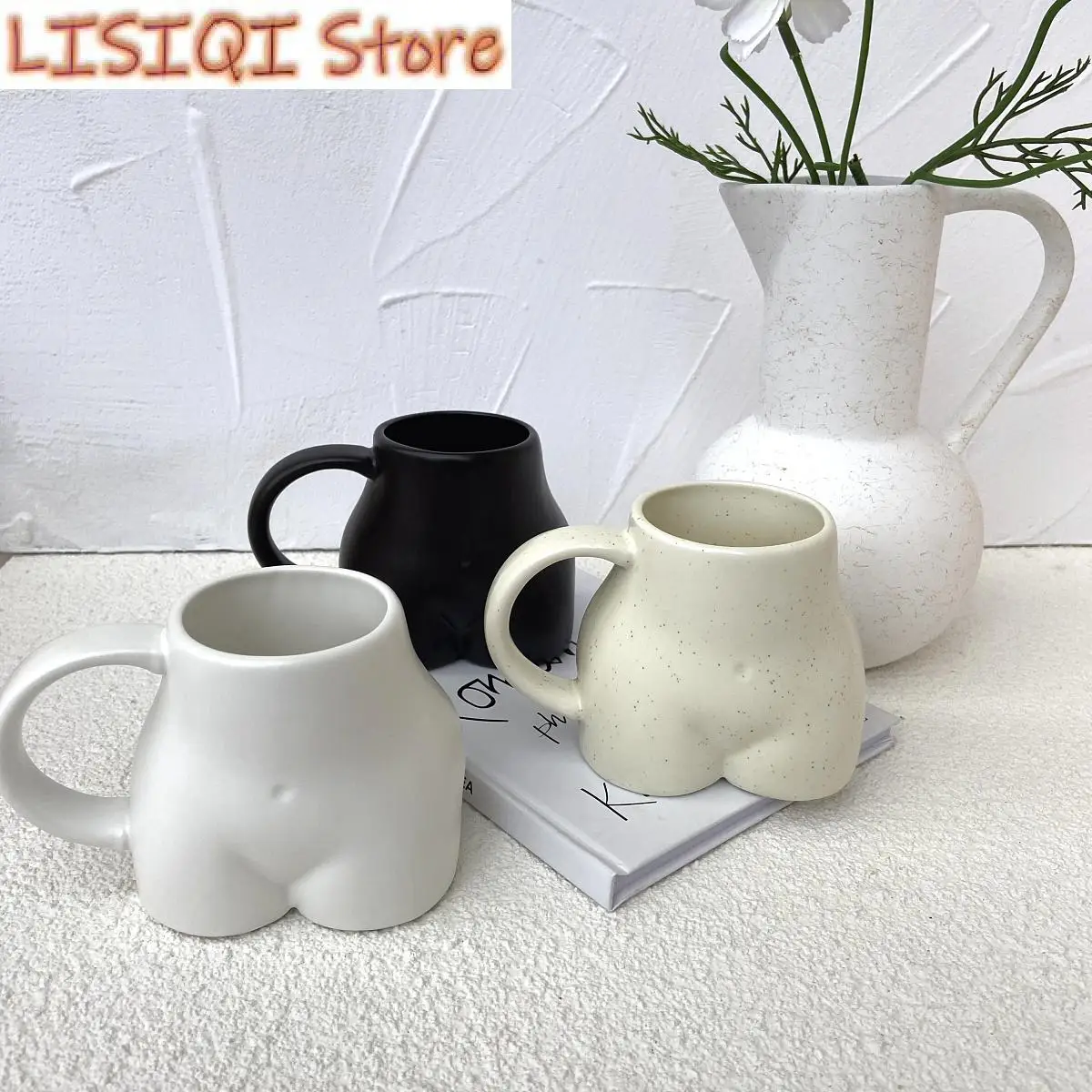 New Creative Ceramic Mug Milk Taste Butt Body Shape Nude Lovely Cup Handle Design Desktop Storage Home Decoration Coffee Cups