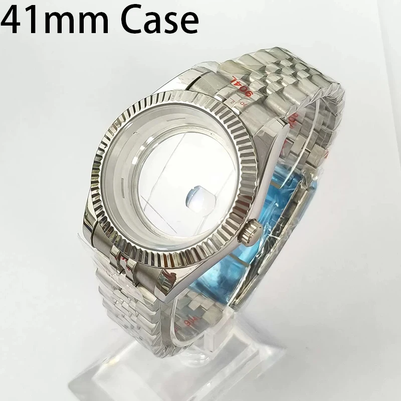 316L الفولاذ المقاوم للصدأ 41 مللي متر الفضة النمط الكلاسيكي ساعة + حزام 28.5 مللي متر الطلب مقاوم للماء صالح 8285 حركة