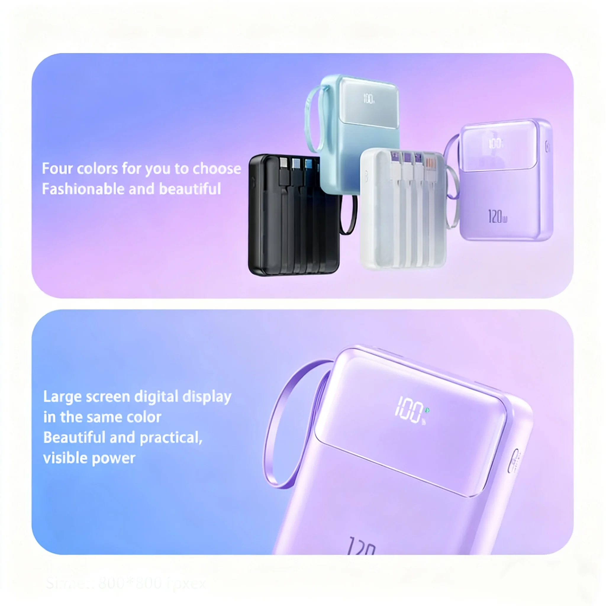 باور بانك صغير من Xiaomi بقدرة 500000 مللي أمبير في الساعة بسعة عالية 120 وات شحن سريع للغاية مع 4 كابلات لهاتف آيفون وشاومي وهواوي 2026 #3