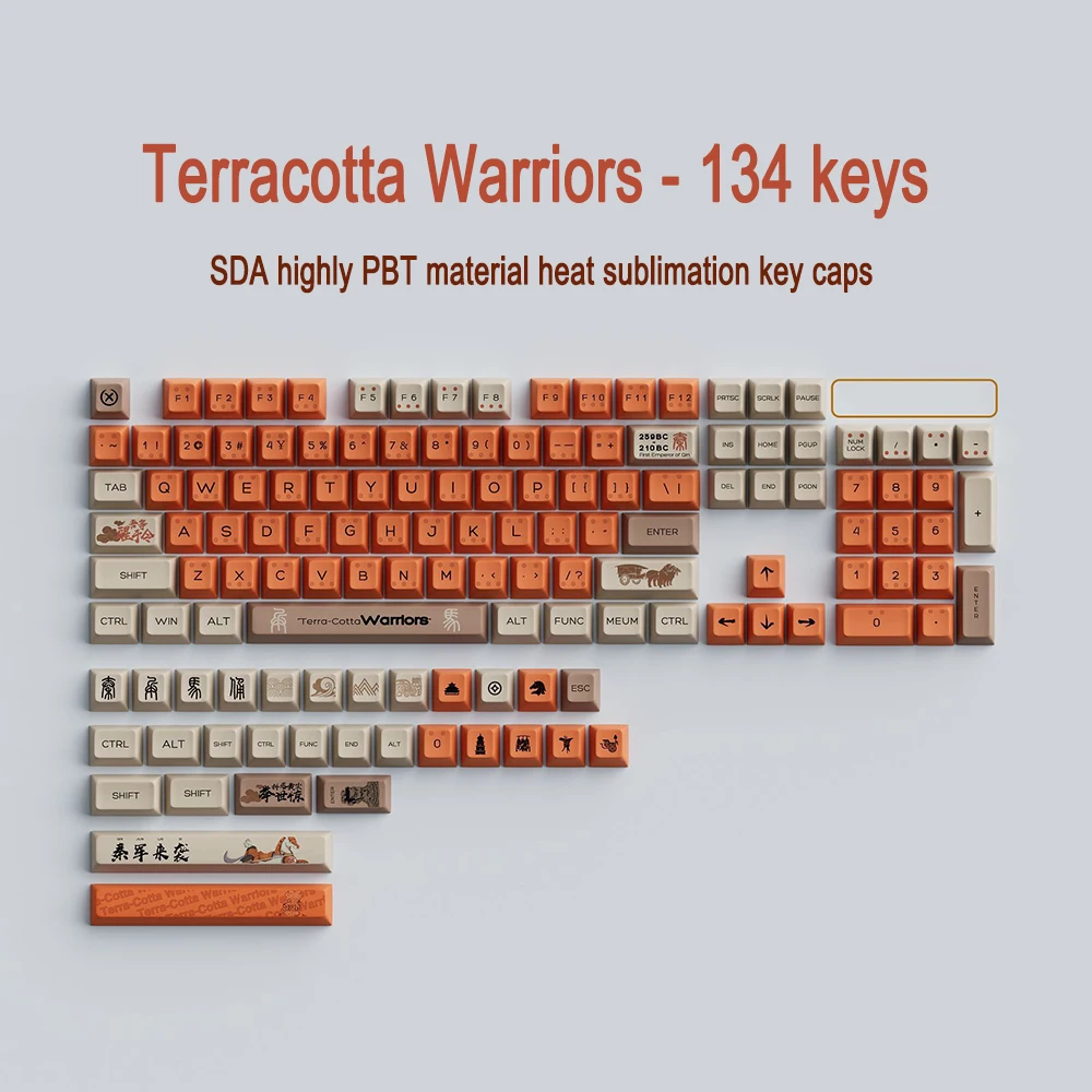 

Terracotta Warriors Keycap 134 Keys R5 SDA Profile Mechanical Keyboard Sublimation PBT Mechanical Keyboard Customization Gaming