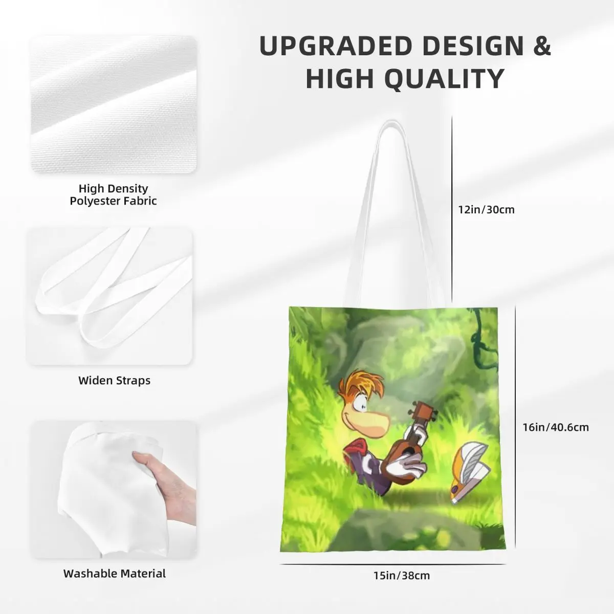 Cartoon Games Rayman Legends  Shopping Bags Ladies Canvas The Tote Bag Folding Women Shoulder Tote Travel Handbag