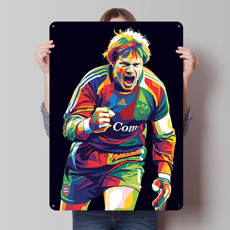 Oliver Kahn Pop Art Portrait Metal Poster Customized Wall Art Retro Vintage Metal Tin Signs for Living Room Decoration Wand Deko
