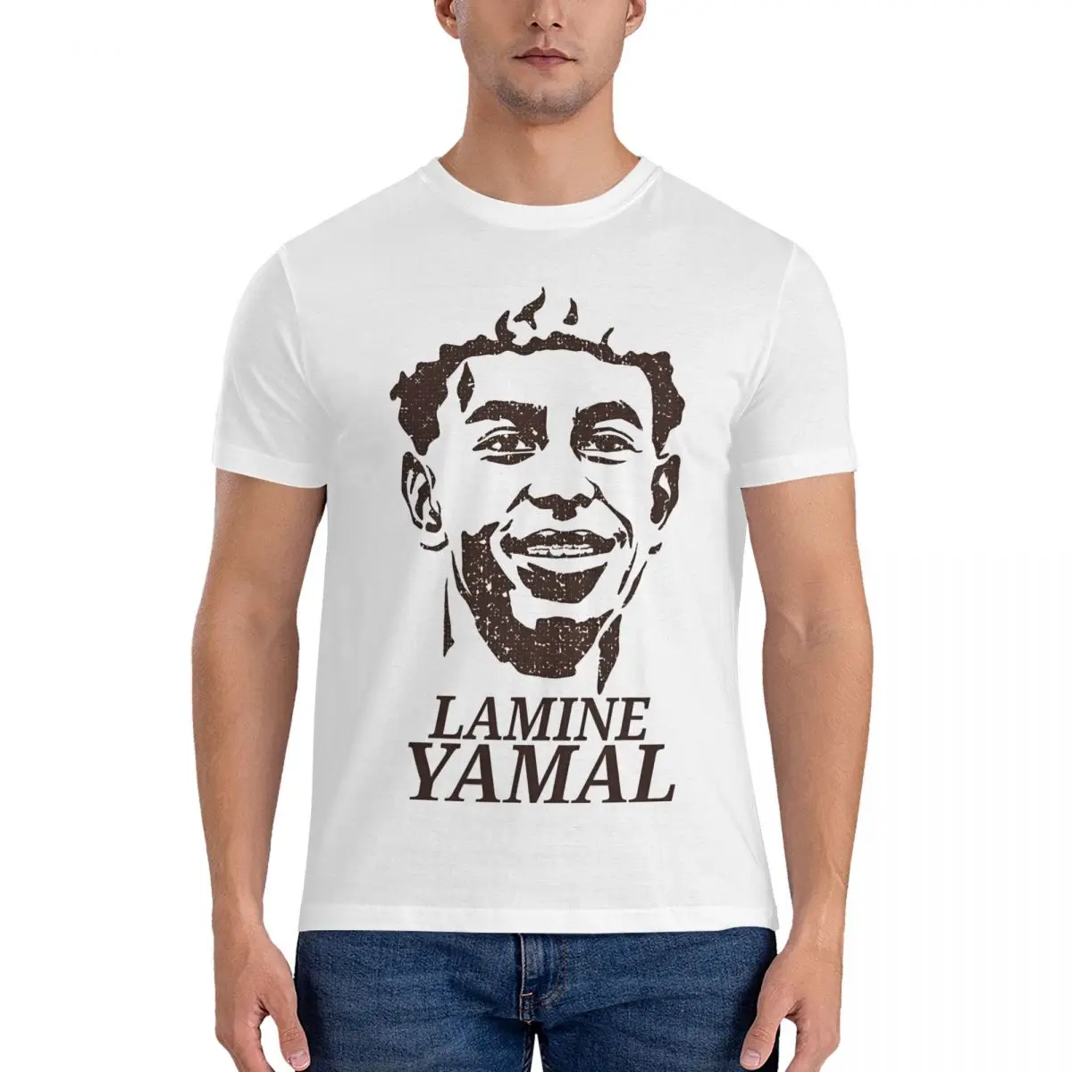 Spain Men's T Shirt Lamine Yamal Vintage Tee Shirt Short Sleeve Round Neck T-Shirt Cotton Printing Tops