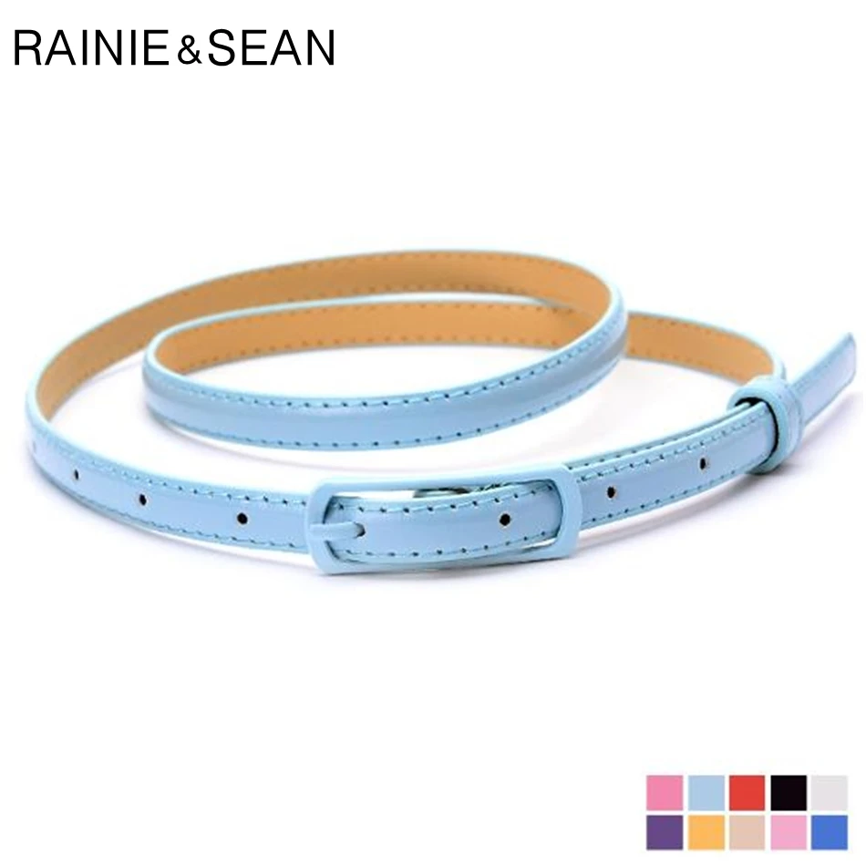 RAINIE SEAN Thin Leather Women Belt Pin Buckle Belt For Dresses Ladies Purple Ladies Fashion Belt Female Strap