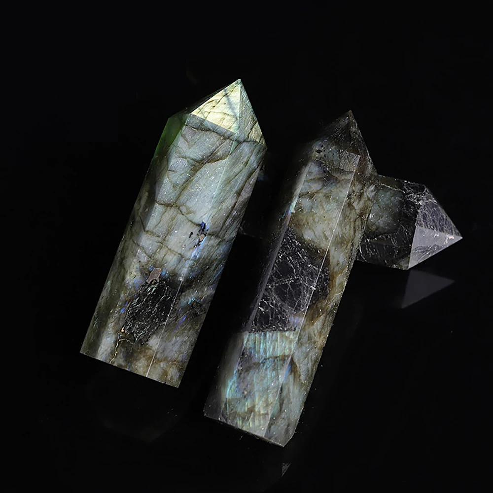 Natural Labradorite Column Single Pointed Pillar Labradorite Quartz Crystal Point Wand Mineral Obelisk Room Decor Stone Crafts