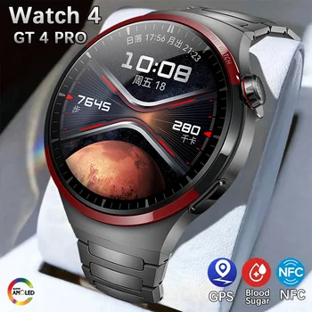2024 화웨이 샤오미 NFC 워치 GT4 프로 스마트 워치 남성용 고도 블루투스 통화 GPS AMOLED 360*360 화면 모션 추적 시계 
