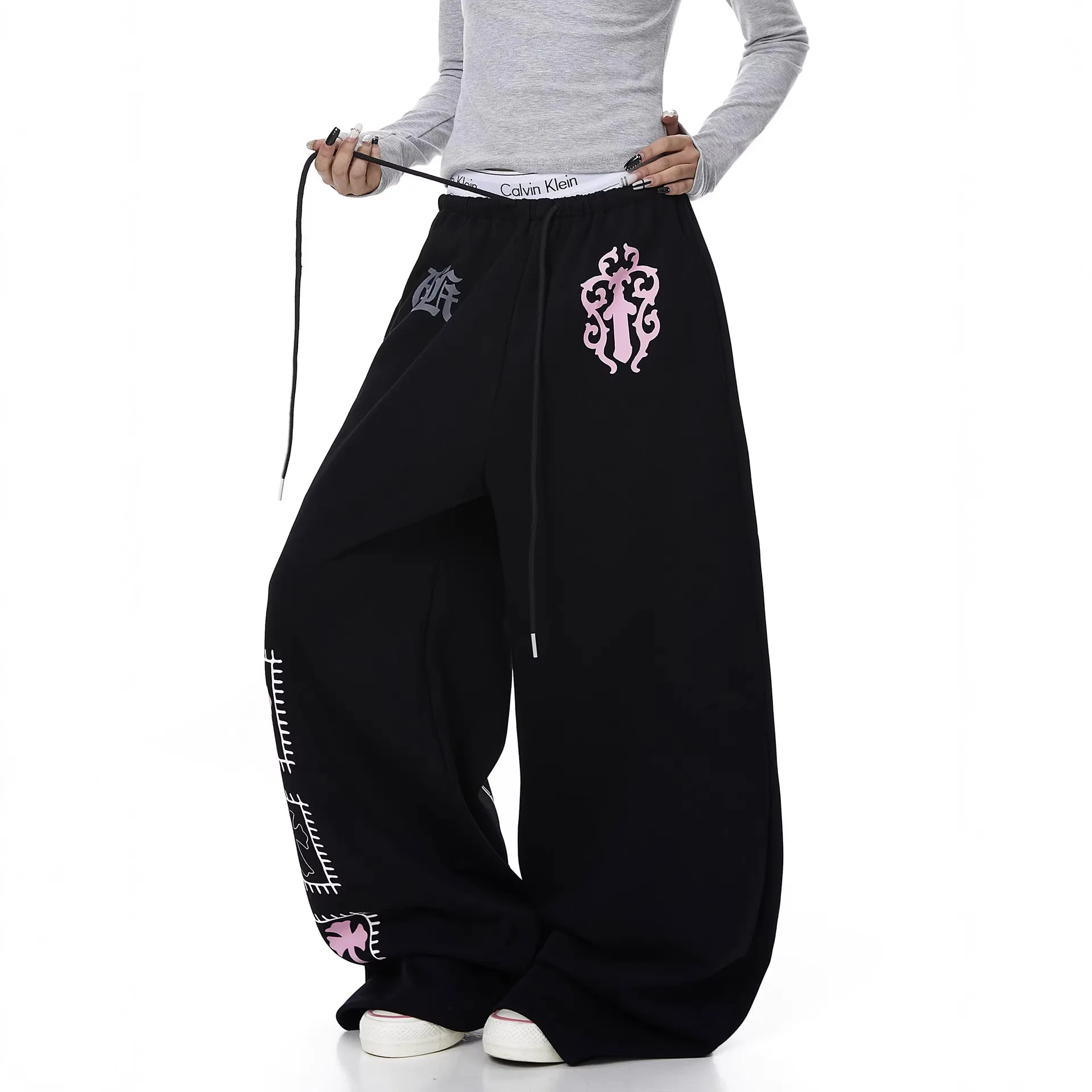 Creative Gothic American High Street Printed Sweatpants Women Summer Jazz Dance Slimming Knife  Hiphop Casual Trousers