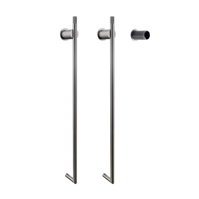 Grey concealed electric bath towel holder, household heating dry bath towel rod, minimalist stainless steel electric towel rod
