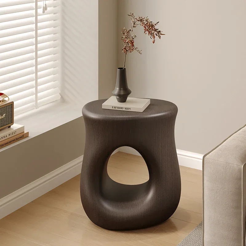 a Modern Artistic Organic Shape Side Table Cutout Design Wood Texture End Table Accent Table For Living Room Bedroom Home Deco