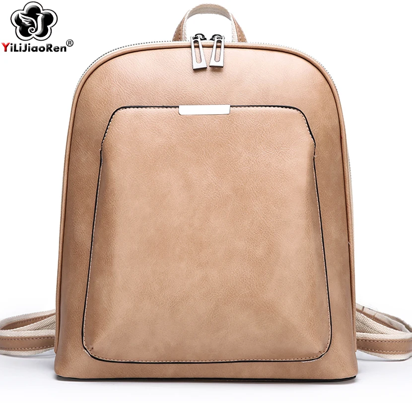 Vintage Backpack Women Leather Backpacks Female Shoulder Bag Large School Bags for Teenage Girls Travel Back Pack Sac A Dos 2019