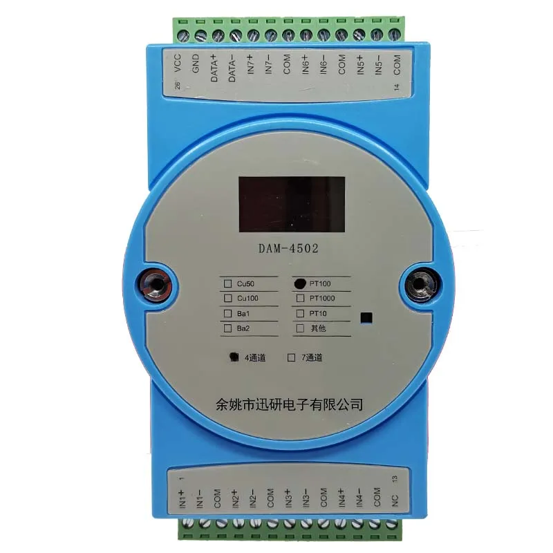 module-d'acquisition-de-temperature-a-resistance-thermique-en-platine-pt100-transmetteur-de-temperature-4-7-canaux-485-modbus-dam4502