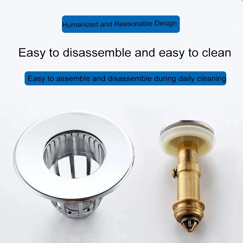 Universal Pop-up Core Drainage Filter Bathroom Sink Plug Washbasin Stopper Kitchen Deodorant Floor Drain Plug Push-type Drain