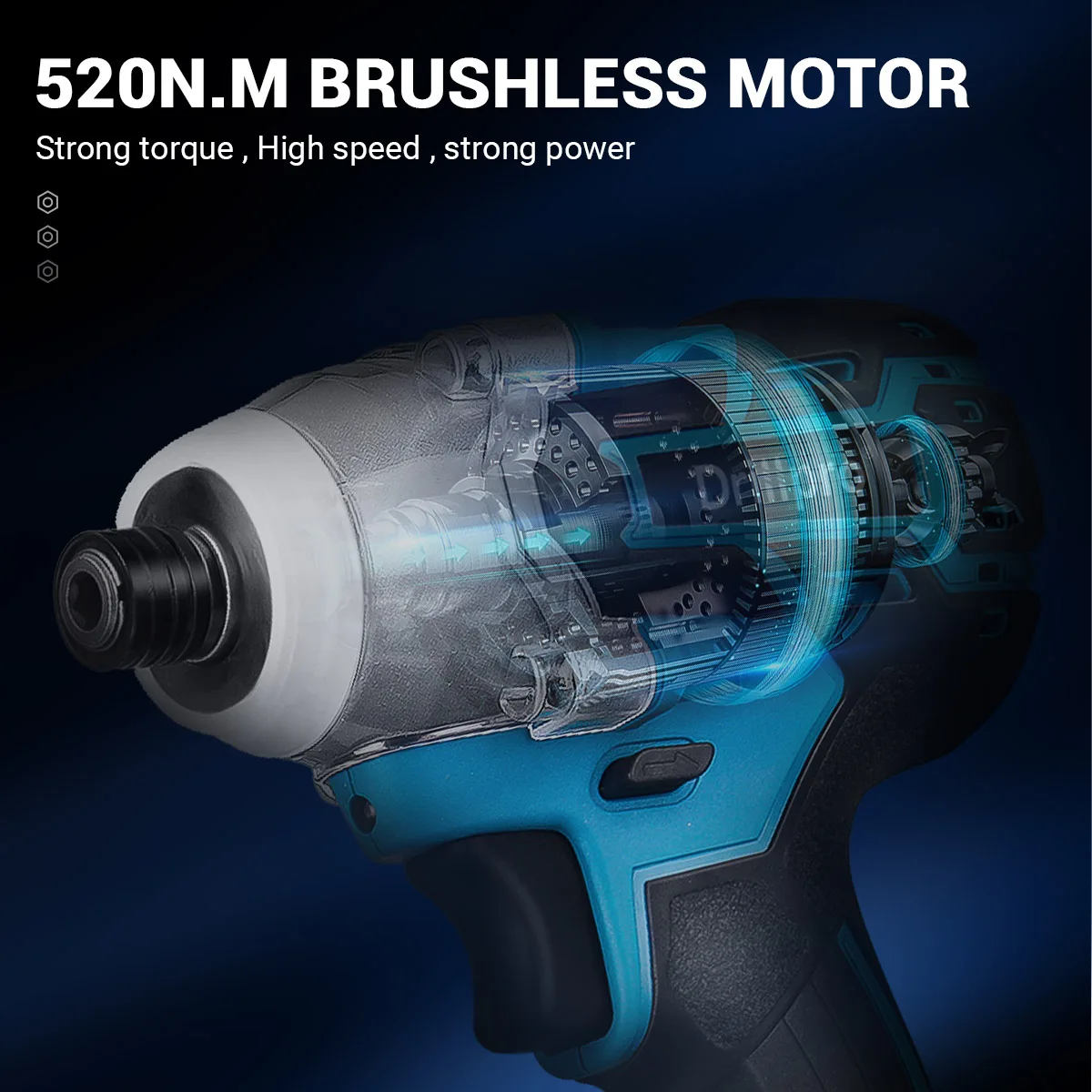 Drillpro 18V 1/4 Inch Cordless Electric Screwdriver Speed Brushless Impact Wrench Drill Driver Power Tool For Makita 18V Battery