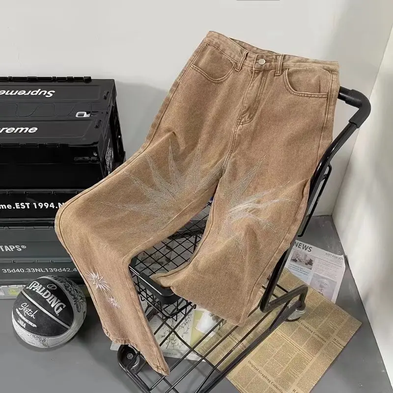 

Мужские джинсы American Vibe свободного кроя, прямые, широкие, в пол, модные, повседневные, от бренда High Street, осенняя новинка