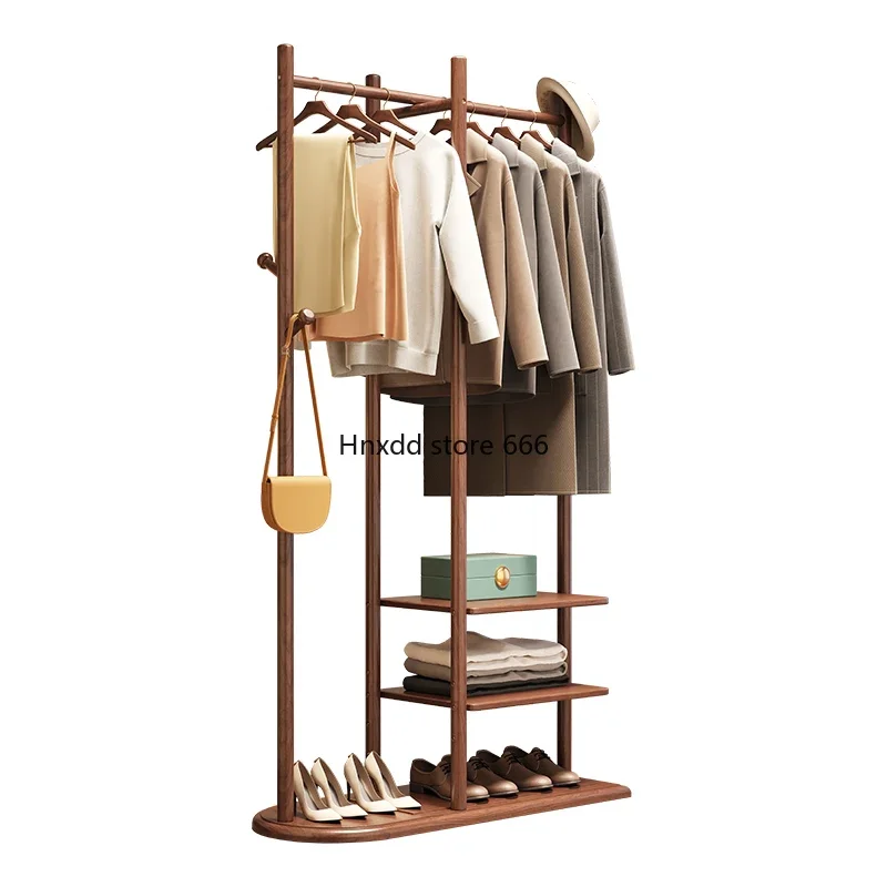 All solid wood hanger floor-to-ceiling bedroom simple coat rack rack