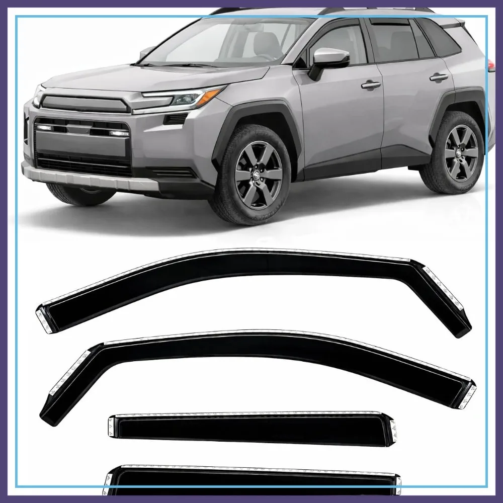 

2026 2027 In-Channel Rain Guards Side Window Visor Deflectors for Toyota RAV4 LE XLE Premium SE XSE Limited Woodland, Dependable Vent Shade